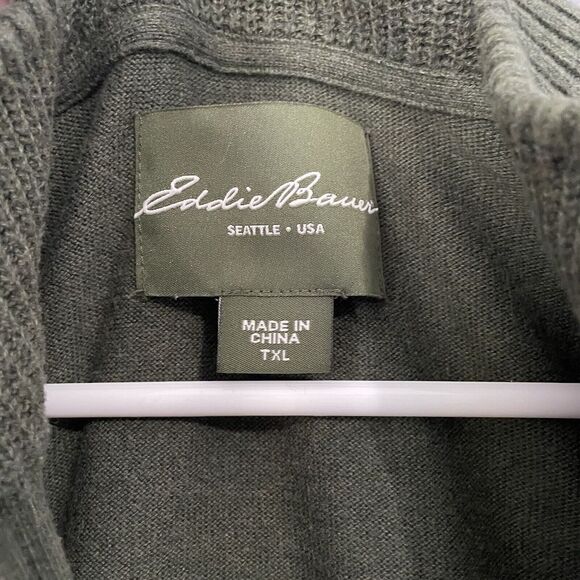 Eddie‎ Bauer Sweater Mens XLT Mock Neck Long-Sleeve 1/4 Zip Cotton Cashmere - Picture 4 of 11